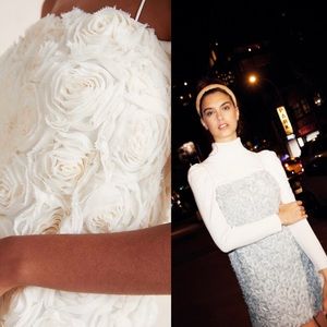 Anthropologie White and Cream Floral Mini Dress